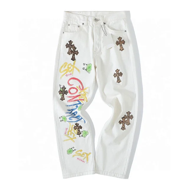 CHROME HEART leopard print Limited-edition Jeans